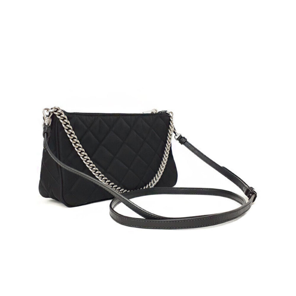 Prada Black Shoulder Chain Quilted Tessuto Bag Impuntu